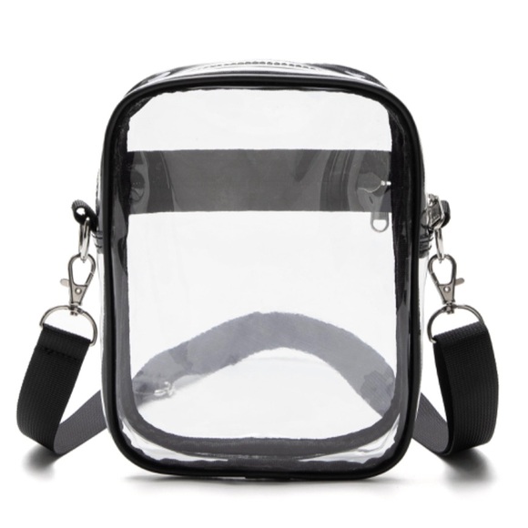 Handbags - NWOT Clear Stadium Crossbody Bag with Solid Black Adjustable Purse Strap